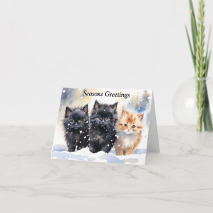 Tarjeta De Agradecimiento Cute Kitten Xmas Card
