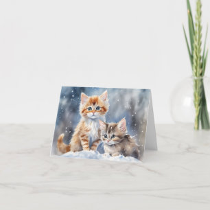 Tarjeta De Agradecimiento Cute Kitten Xmas Card