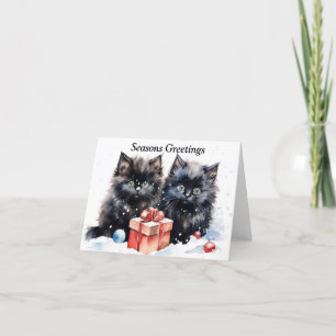 Tarjeta De Agradecimiento Cute Kitten Xmas Card