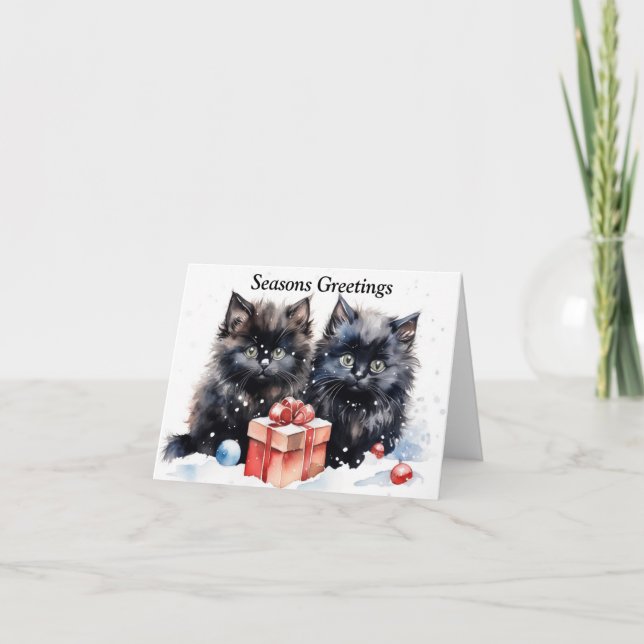 Tarjeta De Agradecimiento Cute Kitten Xmas Card (Anverso)