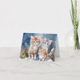 Tarjeta De Agradecimiento Cute Kitten Xmas Card