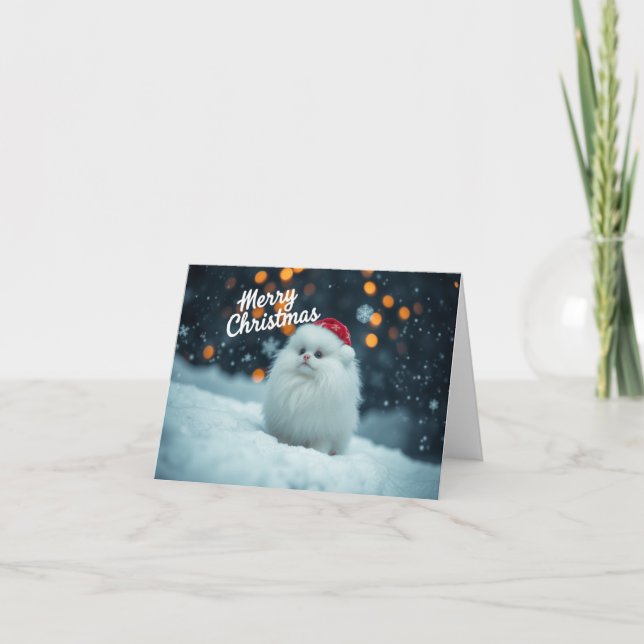 Tarjeta De Agradecimiento Cute Kitten Xmas Card (Anverso)