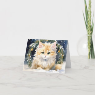 Tarjeta De Agradecimiento Cute Kitten Xmas Card