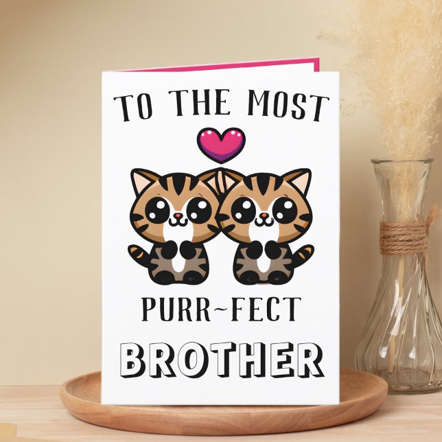 Tarjeta De Agradecimiento Cute Kitty Cat Kitten Pun Brother Happy Birday (cute kitten purr birthday card for brother)