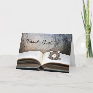 Tarjeta De Agradecimiento Cute Kitty Cat on Book Thank You Card