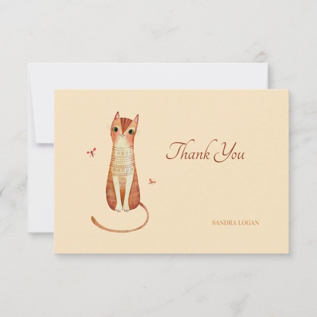 Tarjeta De Agradecimiento Cute Kitty Notecard (Anverso)