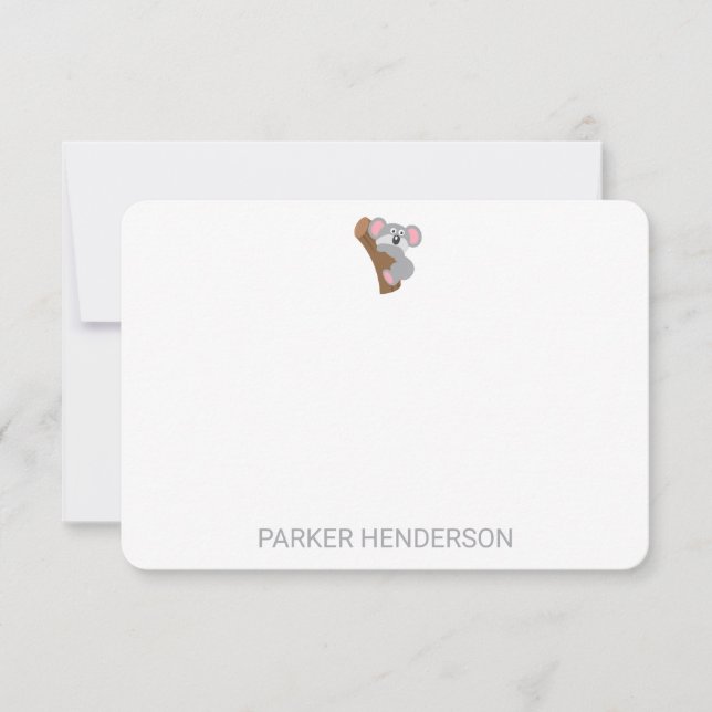 Tarjeta De Agradecimiento Cute Koala Oso Estacionamiento Personalizado para  (Anverso)