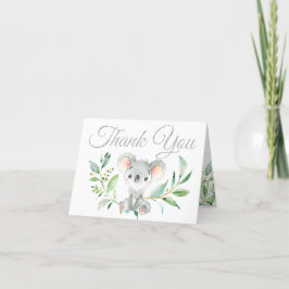 Tarjeta De Agradecimiento Cute Koala y Eucalyptus Baby Shower Gracias