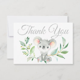 Tarjeta De Agradecimiento Cute Koala y Eucalyptus Baby Shower Gracias