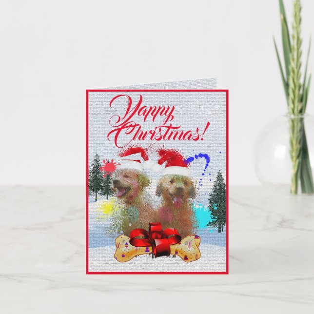 Tarjeta De Agradecimiento Cute Labrador personalizable Papas Yappy Xmas Card (Anverso)