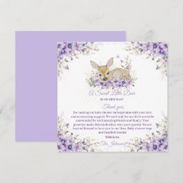 Tarjeta De Agradecimiento Cute Lavender Purple Floral Deer Baby Shower