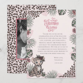Tarjeta De Agradecimiento Cute Leopard Safari Girl Baby Shower