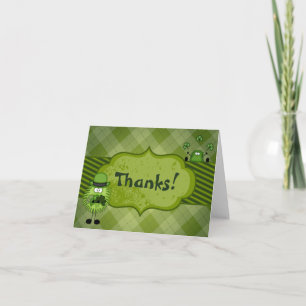 Tarjeta De Agradecimiento Cute Leprechauns y Clovers Irish Gracias Card