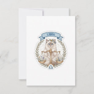 Tarjeta De Agradecimiento Cute Libra Gato Signo Del Zodiaco Astrológico Esté