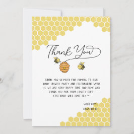 Tarjeta De Agradecimiento Cute Little Bees Honeycomb Baby Shower