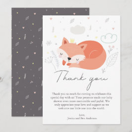Tarjeta De Agradecimiento Cute Little Fox Baby Shower