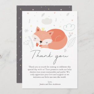Tarjeta De Agradecimiento Cute Little Fox Baby Shower
