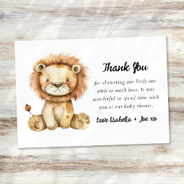 Tarjeta De Agradecimiento Cute Little Lion Baby Shower