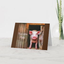 Tarjeta De Agradecimiento Cute Little Piggy Birday Card