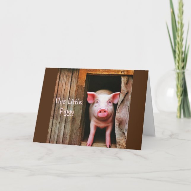 Tarjeta De Agradecimiento Cute Little Piggy Birday Card (Anverso)