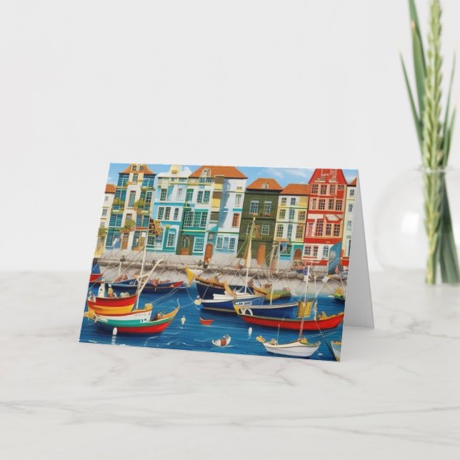 Tarjeta De Agradecimiento Cute Little Tourist town Fantasma del puerto moder (Anverso)