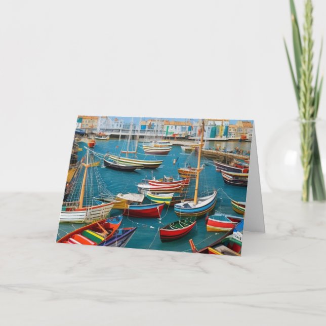 Tarjeta De Agradecimiento Cute Little Tourist town Fantasma del puerto moder (Anverso)