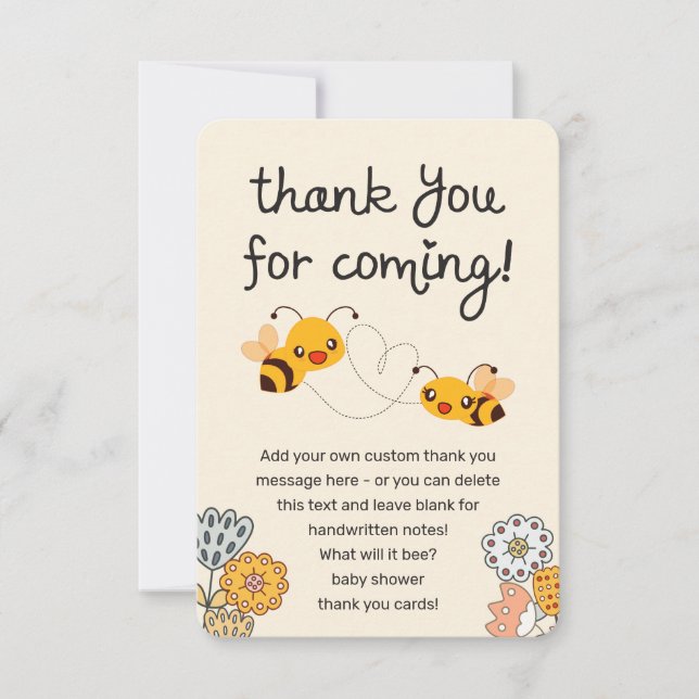 Tarjeta De Agradecimiento Cute lo que será para revelar Baby Shower (Anverso)