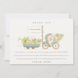 Tarjeta De Agradecimiento Cute local Hedgehog Flora Bike Baby Shower