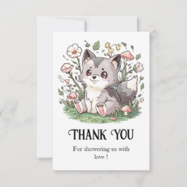 Tarjeta De Agradecimiento Cute Lovely Wolf Baby Shower
