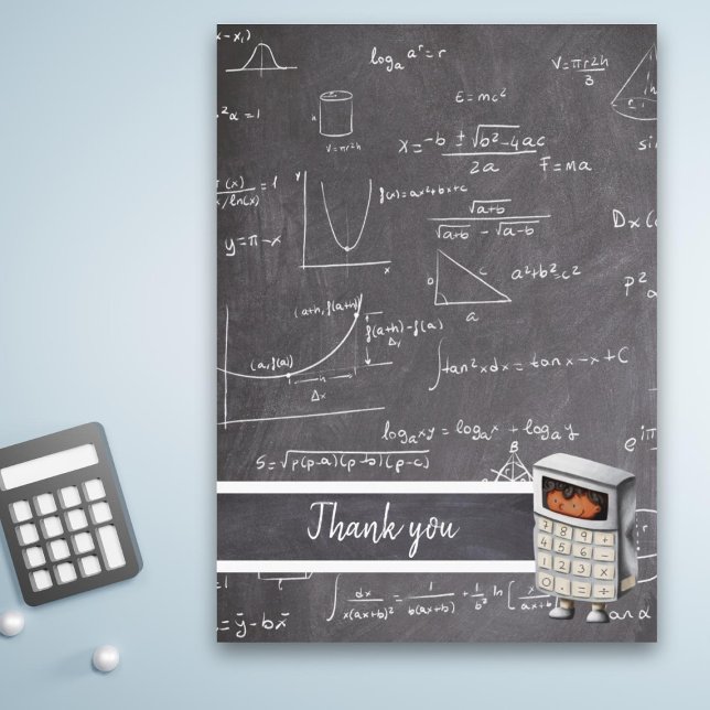 Tarjeta De Agradecimiento Cute Mathemtopic Formulas Ecuaciones Black Kid (Subido por el creador)