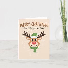 Tarjeta De Agradecimiento Cute Merry Christmas Reindeer Card