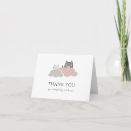 Tarjeta De Agradecimiento Cute Modern Kitten Baby Shower