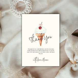 Tarjeta De Agradecimiento Cute moderno Cherry Scoop Ice Cream Baby Shower