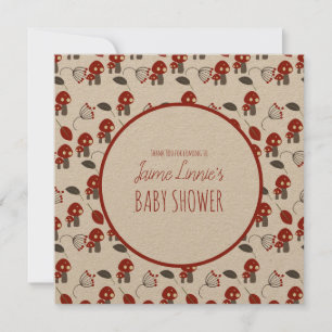 Tarjeta De Agradecimiento Cute Mushroom Baby Shower Garden Forest Gracias
