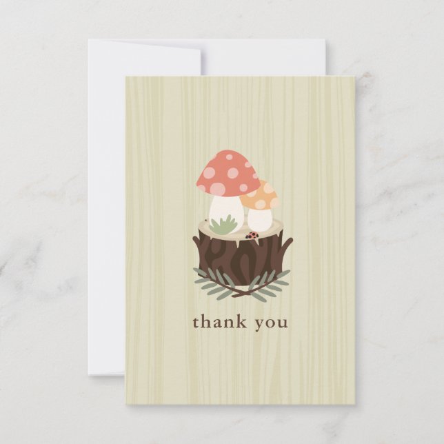 Tarjeta De Agradecimiento Cute Mushroom Baby Shower Gracias (Anverso)