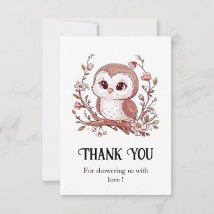 Tarjeta De Agradecimiento Cute Mystical Owl Baby Shower