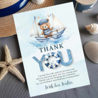 Cute Nautical Blue Boat Teddy Bear Boy Cumpleaños