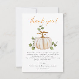 Tarjeta De Agradecimiento Cute Neutral Fall Pumpkin Baby Shower