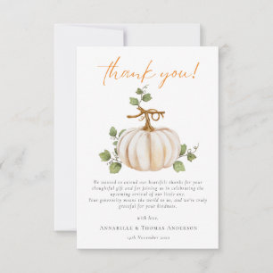Tarjeta De Agradecimiento Cute Neutral Fall Pumpkin Baby Shower
