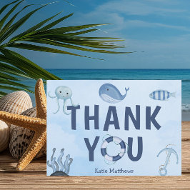 Tarjeta De Agradecimiento Cute Ocean Animals Coastal Baby Shower