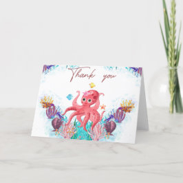 Tarjeta De Agradecimiento Cute Ocean Sea baby Octopus colorido