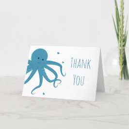Tarjeta De Agradecimiento Cute Octopus Heart Blue Gracias