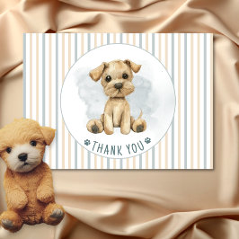 Tarjeta De Agradecimiento Cute Oh Boy Puppy Blue Baby Shower Blank