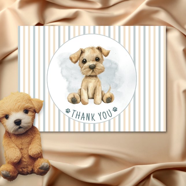 Tarjeta De Agradecimiento Cute Oh Boy Puppy Blue Baby Shower Blank (Subido por el creador)