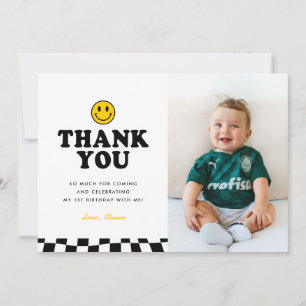 Tarjeta De Agradecimiento Cute One Happy Dude Happy Photo Boy Primer cumplea