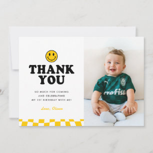 Tarjeta De Agradecimiento Cute One Happy Dude Sonríe Foto Boy Primer Cumplea