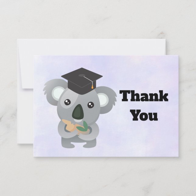 Tarjeta De Agradecimiento Cute Oso Koala en la licenciatura Gracias (Anverso)