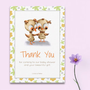 Tarjeta De Agradecimiento Cute Owls Baby Shower