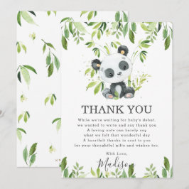 Tarjeta De Agradecimiento Cute Panda Greenery Baby Shower Género neutro