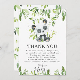 Tarjeta De Agradecimiento Cute Panda Greenery Baby Shower Género neutro